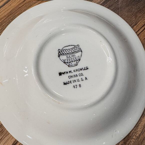 1930s Edwin Knowles-Blue Dawn Collection, Semi-Vitreous-Soup Bowls-5.5”-Set of 4 - Picture 10 of 10